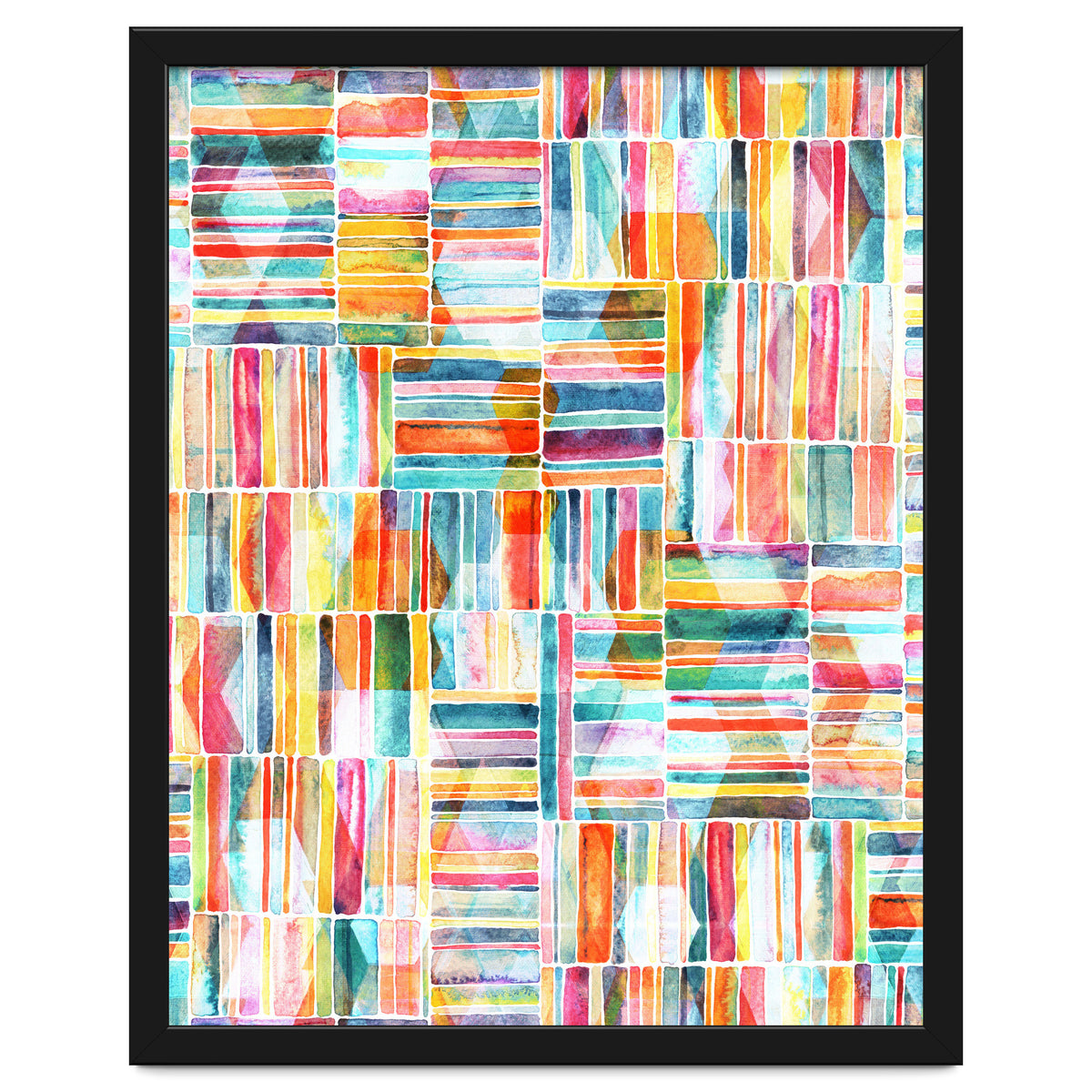 Summer Pastel Geometric and Striped Abstract on white