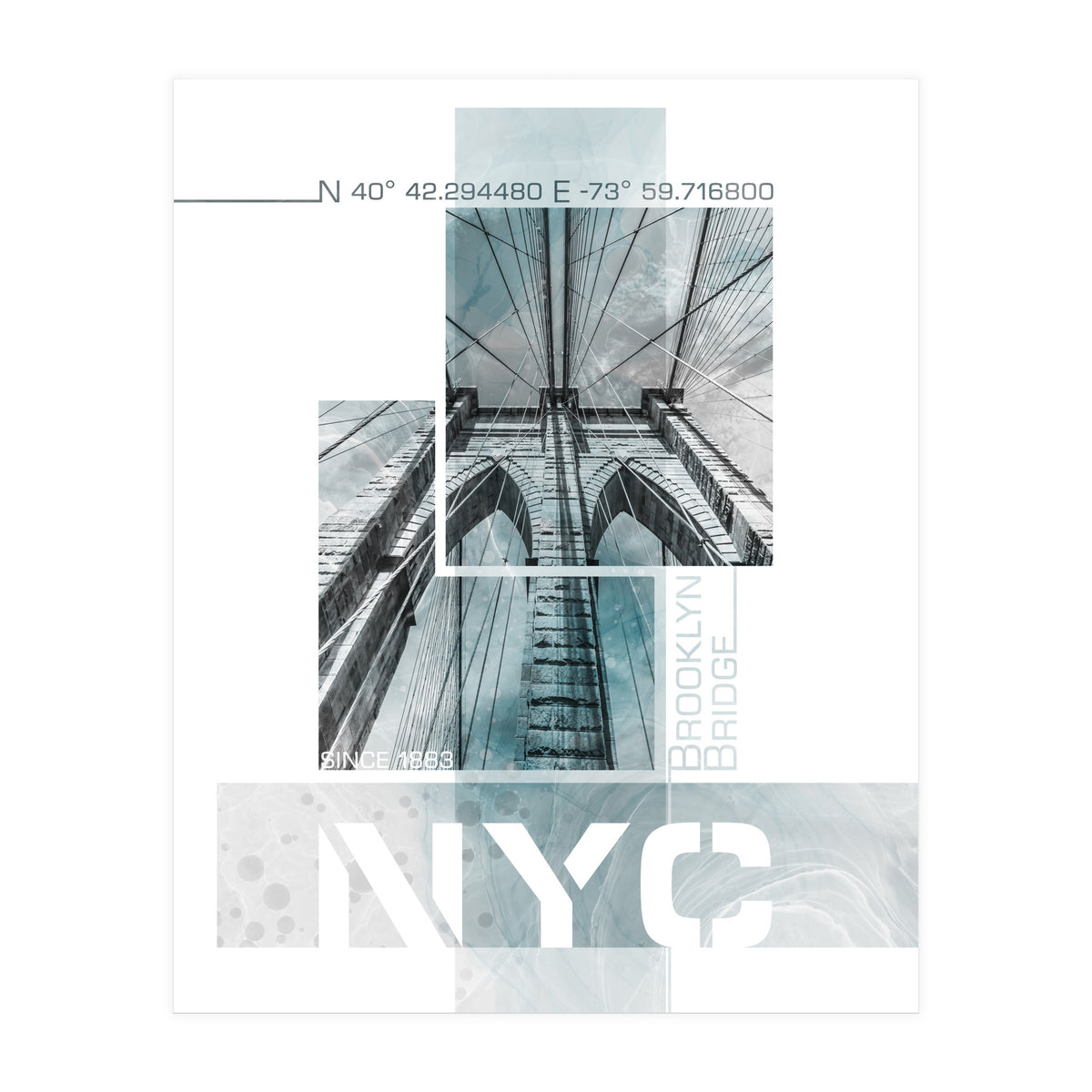 NYC Brooklyn Bridge Details | turquoise marble (Print Only)