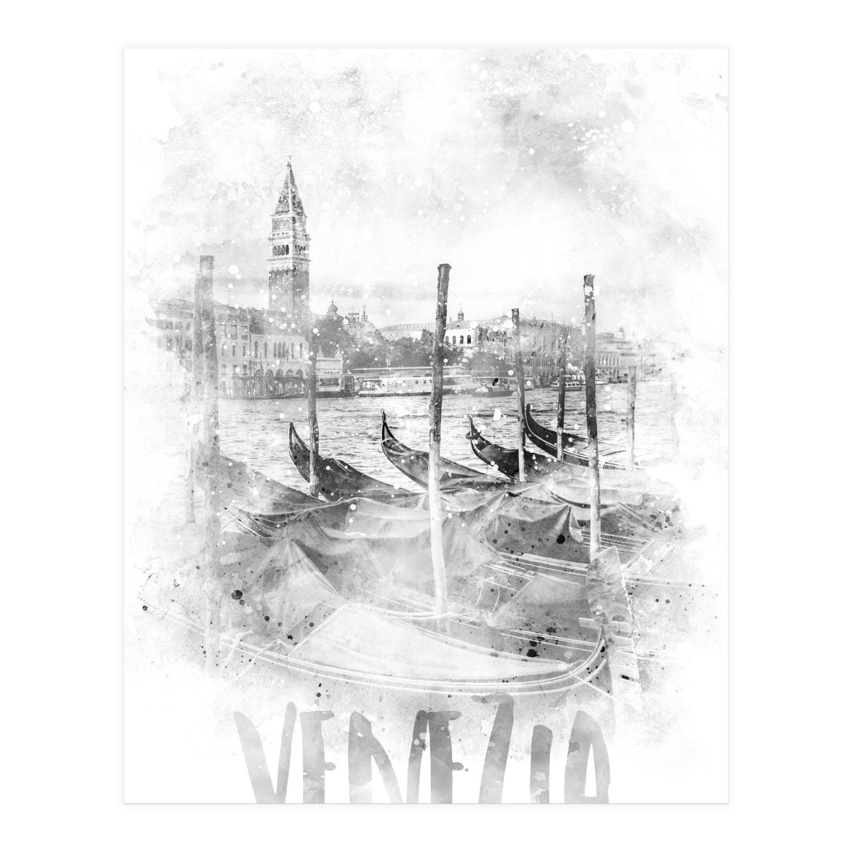 Monochrome Art CANAL GRANDE | watercolor (Print Only)