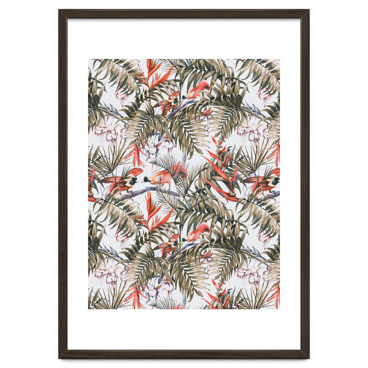 Exotic birds in the jungle paradise