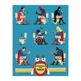 Superheroes on the Toilet, funny poo humour (Print Only) thumbnail
