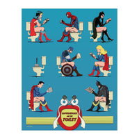 Superheroes on the Toilet, funny poo humour (Print Only)
