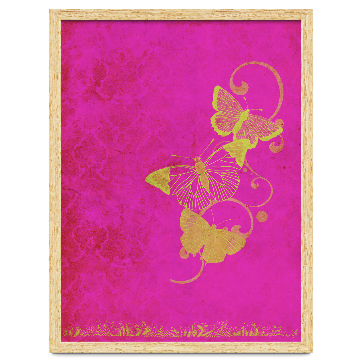 Yellow Butterflies on Pink