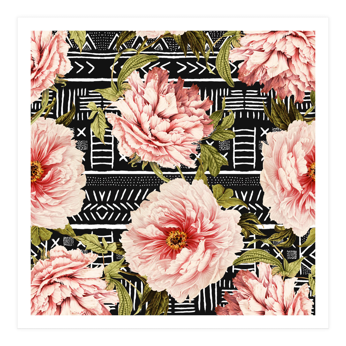 Flowering pink on drawn lines (Print Only)