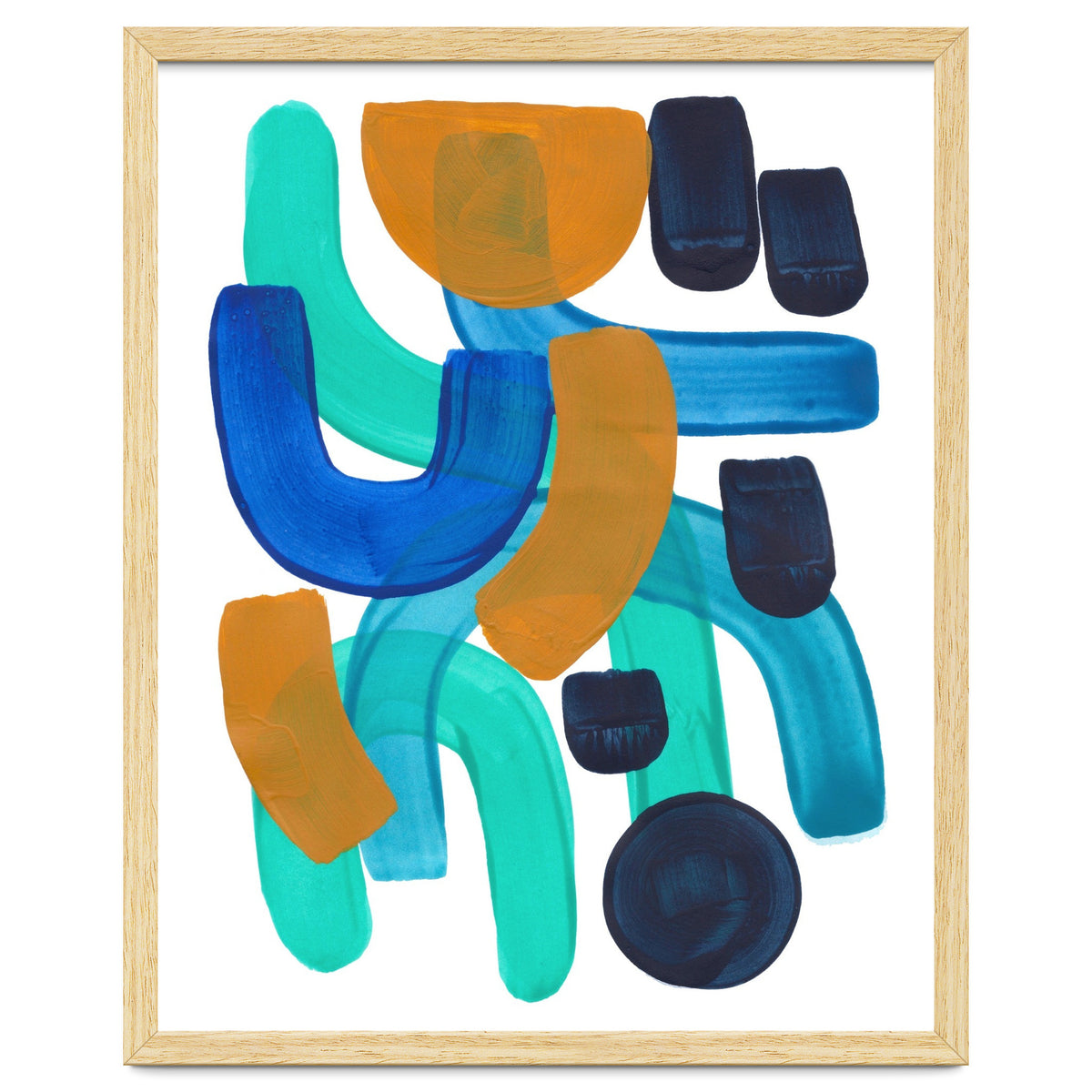 Fun Colorful Blue Turquoise Shape Yellow Accent