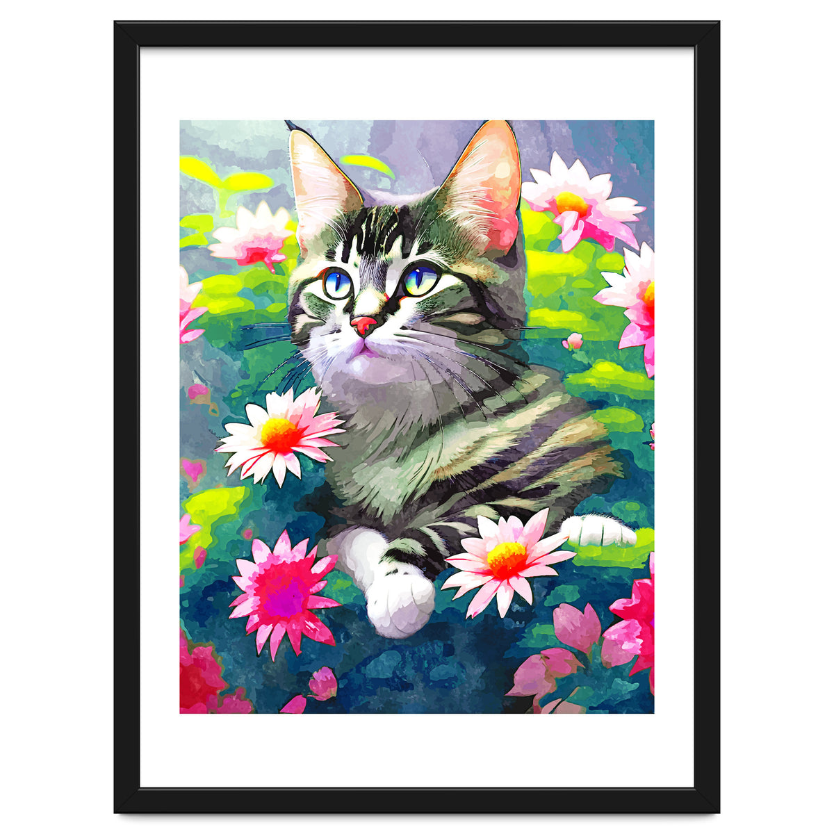 Always Positive, The Optimistic Cat, Positivity Mindset Pets, Optimism Watercolor Painting Animals