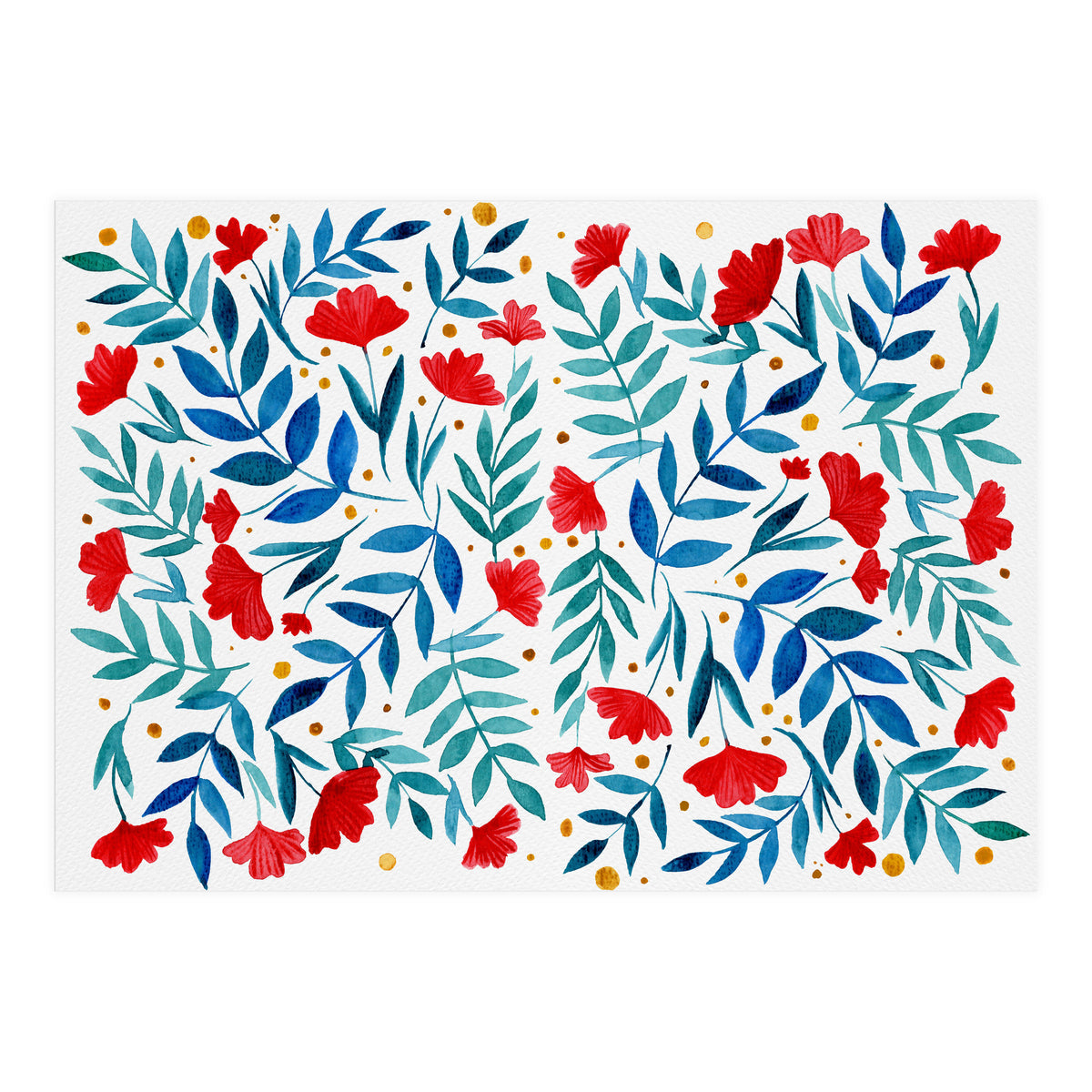 Magical garden - red and turquoise (Print Only)