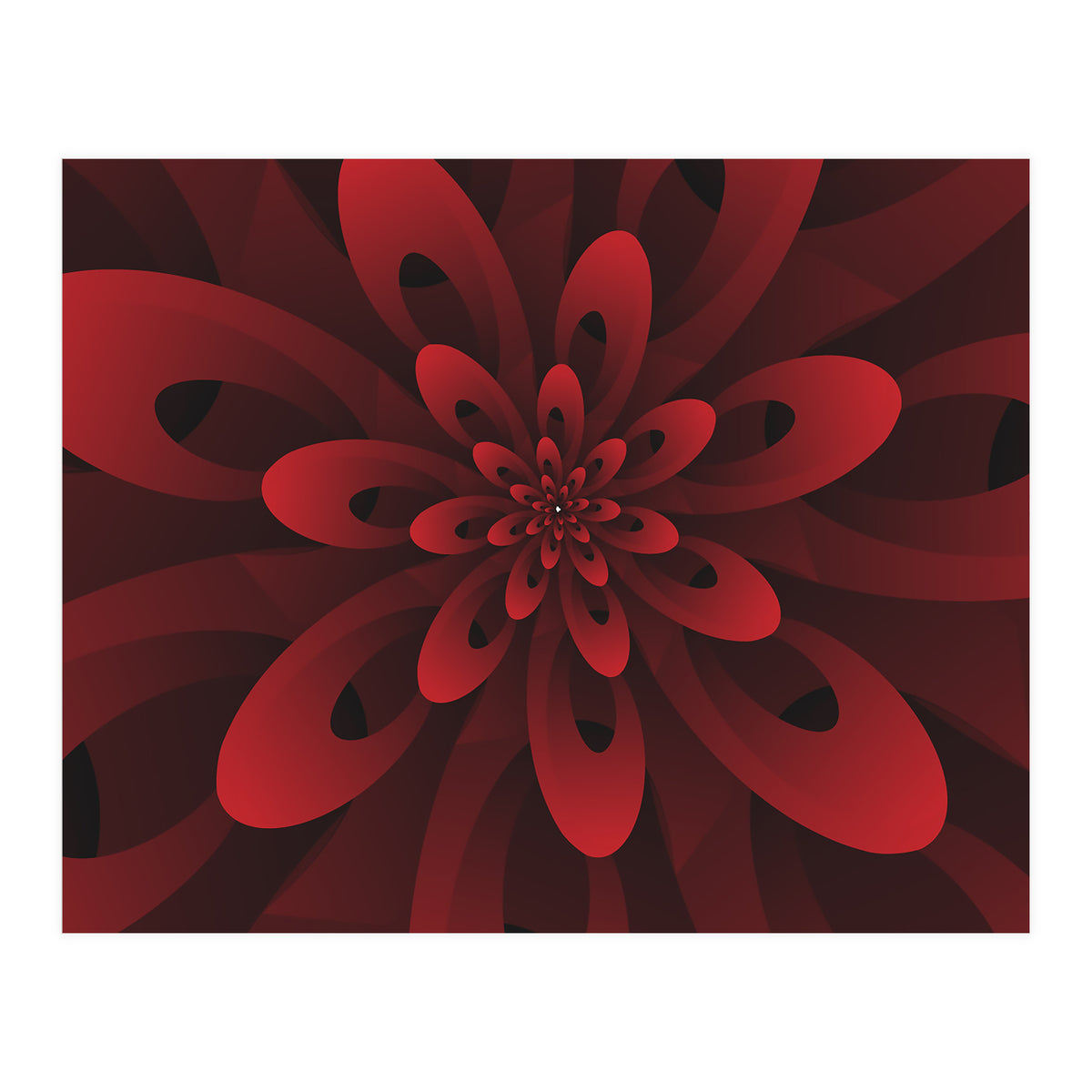 Abstract Digital Modern Red Floral 3D ART (Print Only)