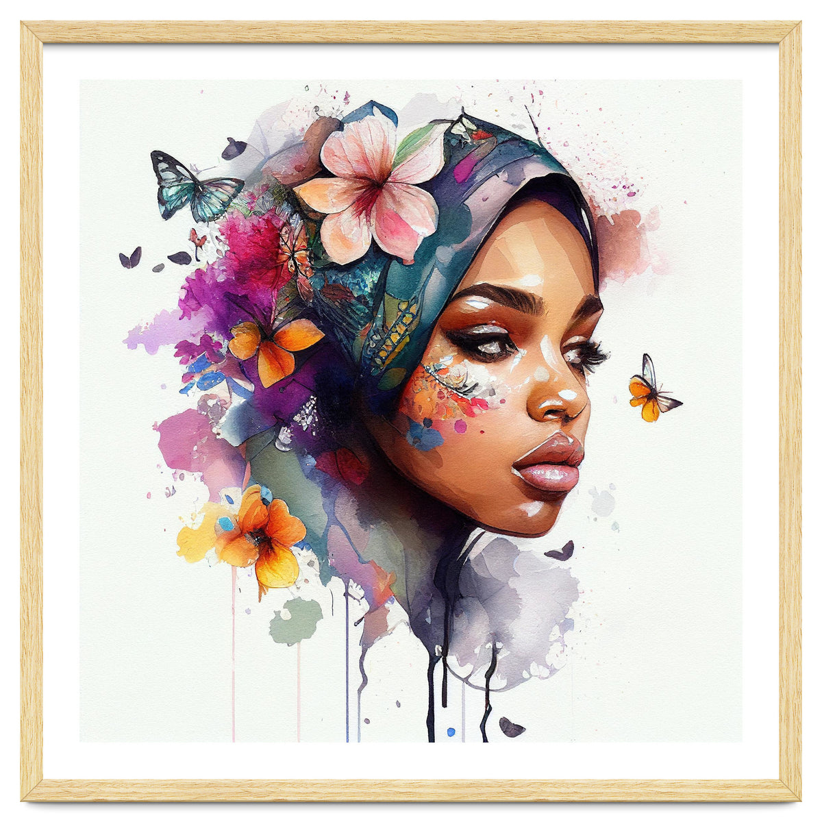 Watercolor Floral Arabian Woman #2