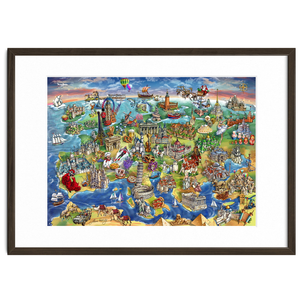 European World Wonders Illustrated Map