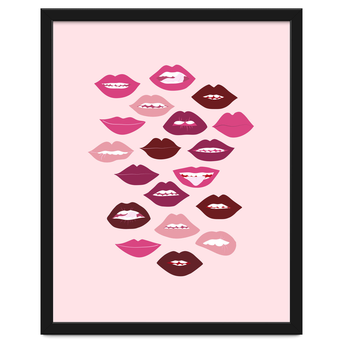 Lips Dark on Pink Background