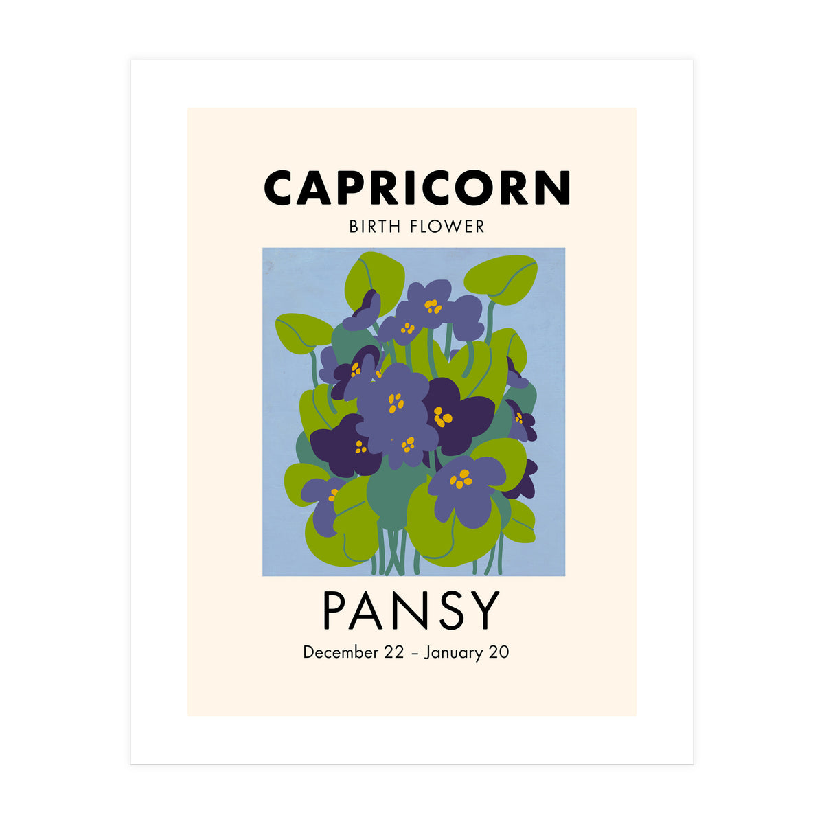 Capricorn Birth Flower Pansy (Print Only)