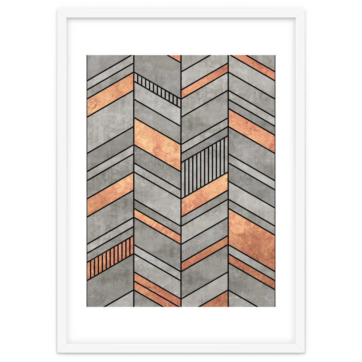Abstract Chevron Pattern - Concrete and Copper