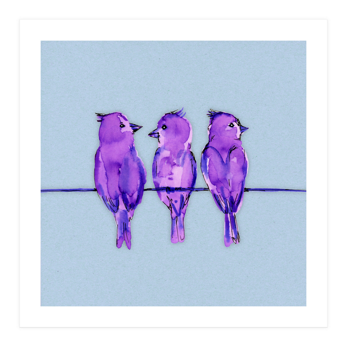 Three purple birds (Print Only)