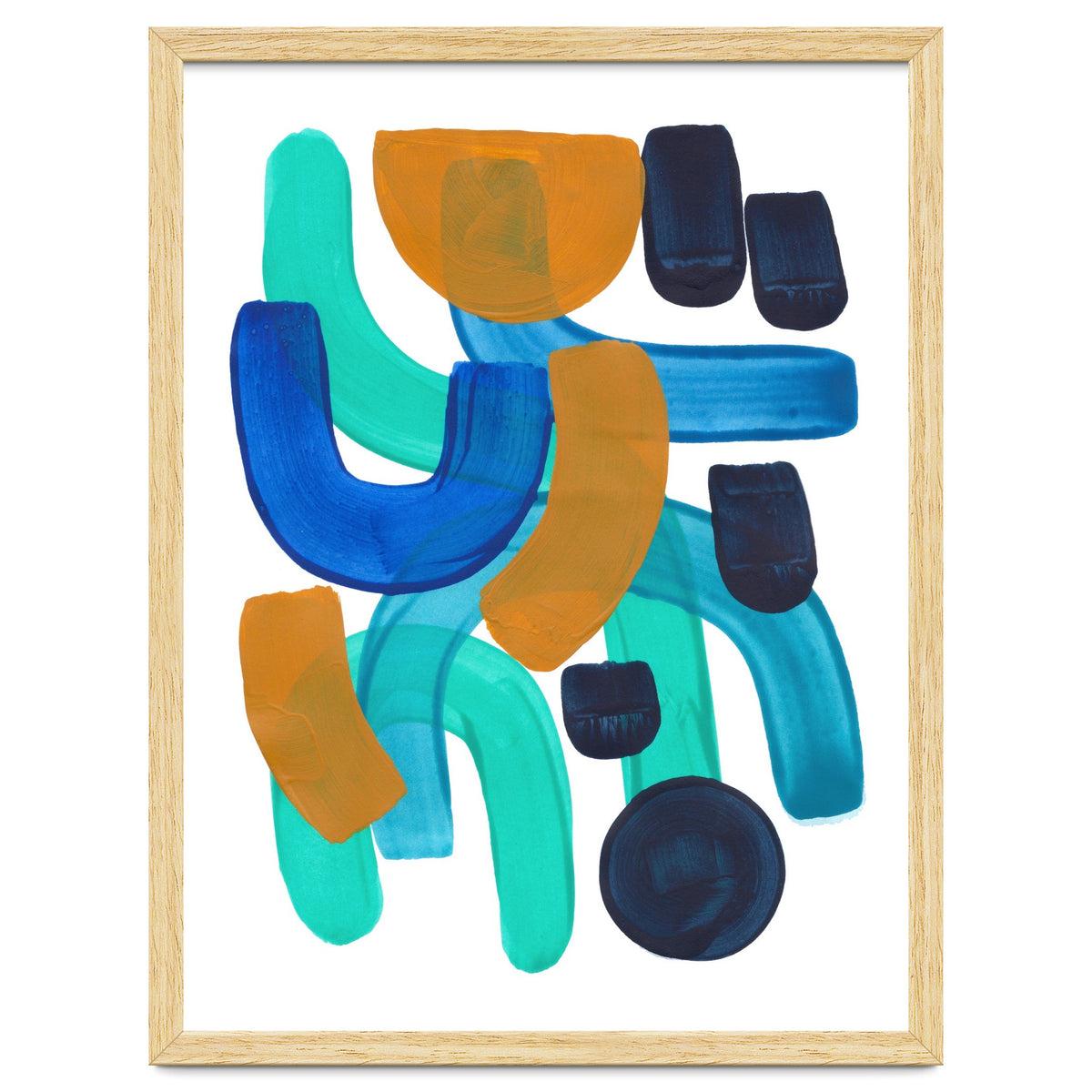 Fun Colorful Blue Turquoise Shape Yellow Accent