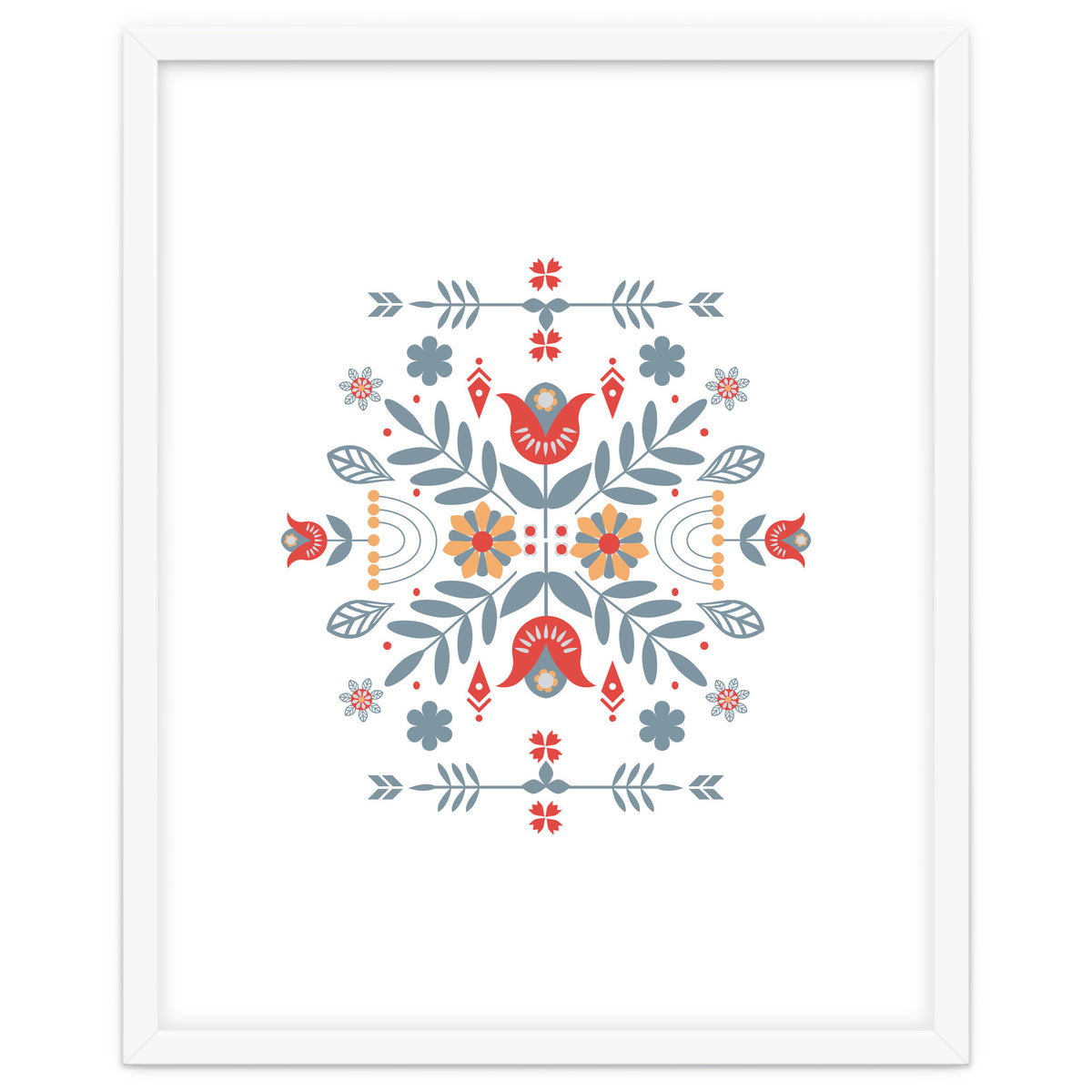 Scandinavian Folk Retro Flower Pattern