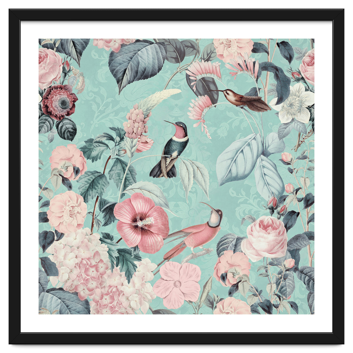 Pastel Hummingbirds Square
