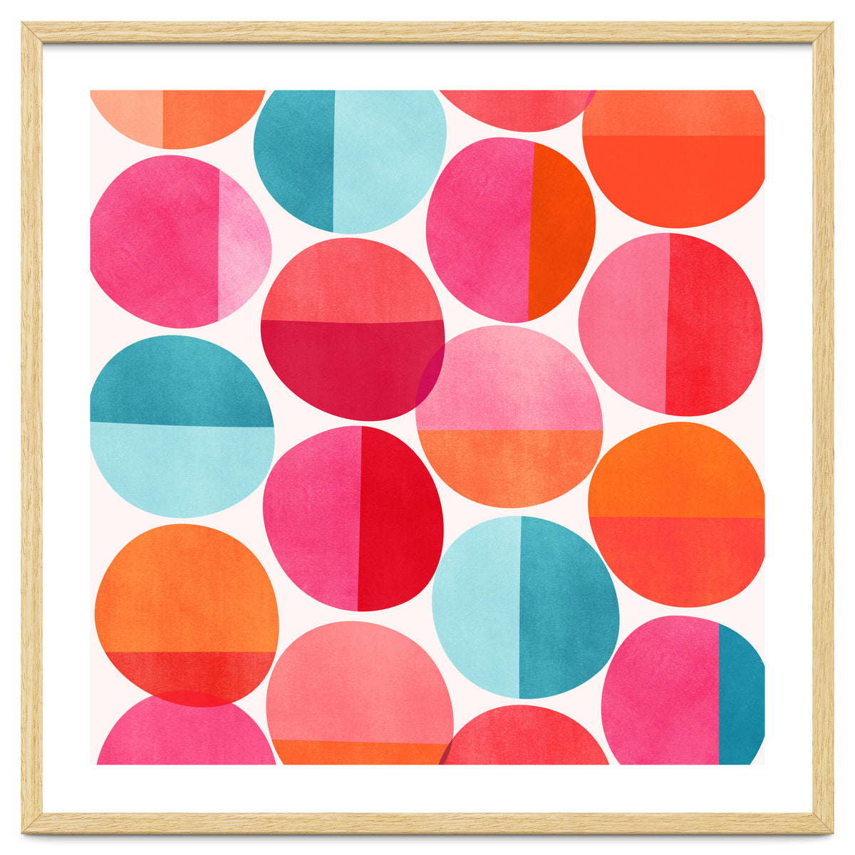 Mid Century Pink and Orange Dots
