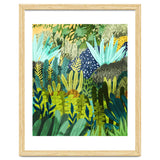 Wild Jungle Painting, Forest Dark Botanical Nature, Plants Tropical Eclectic Modern Illustration thumbnail