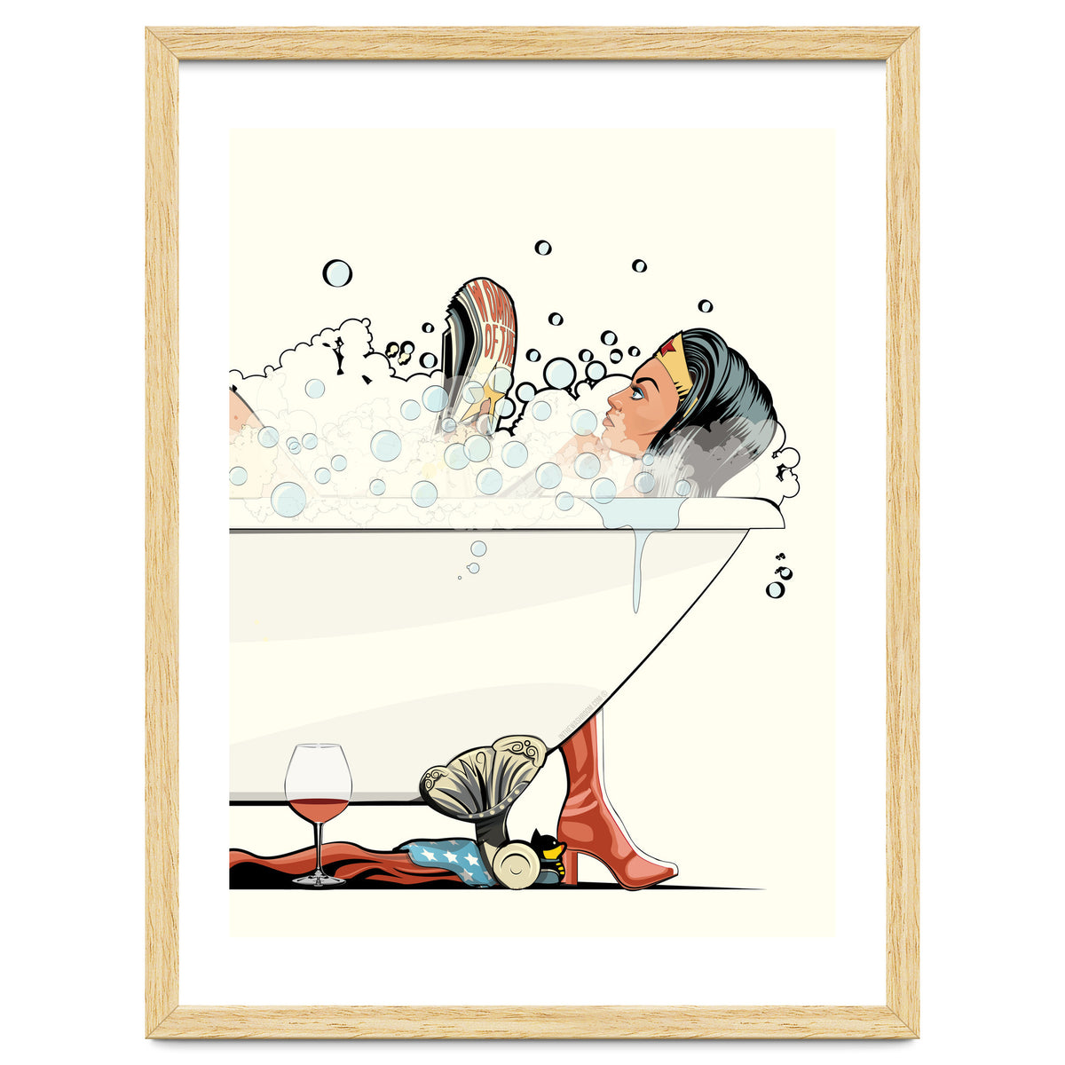 Wonder Woman in the Bath, funny Bathroom Humour