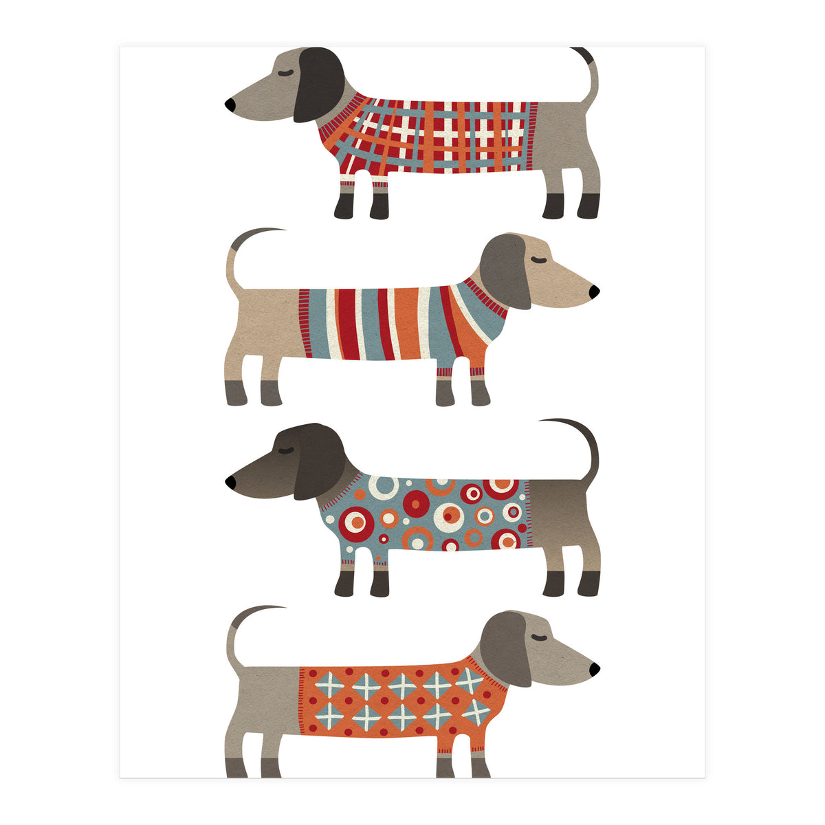 Sausage Dogs In Sweaters (Print Only)