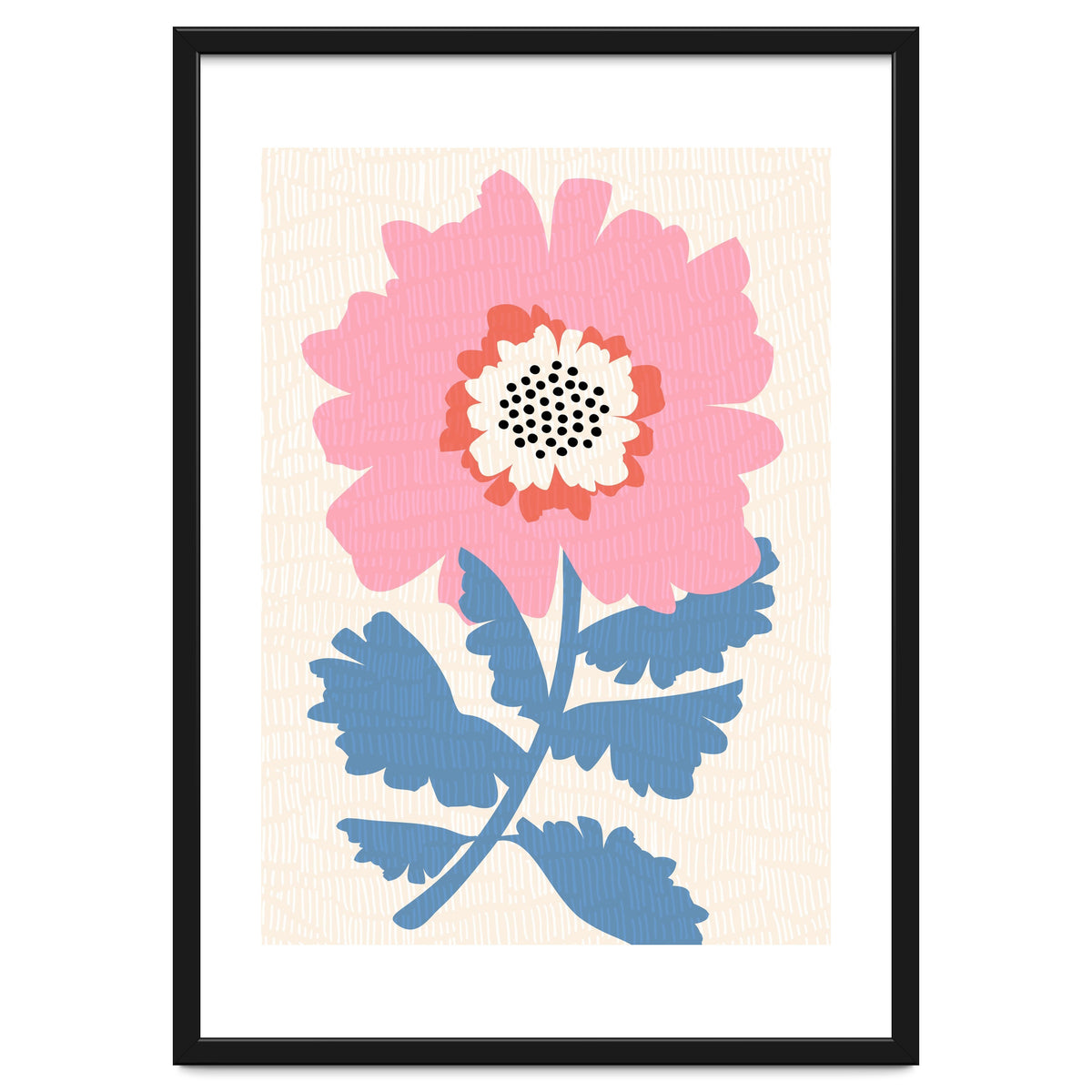 Pink Modern Folk Art Flower