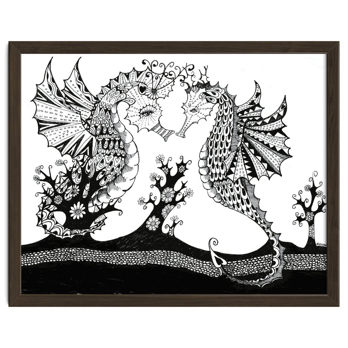 Seahorse Dragons Love Illustration