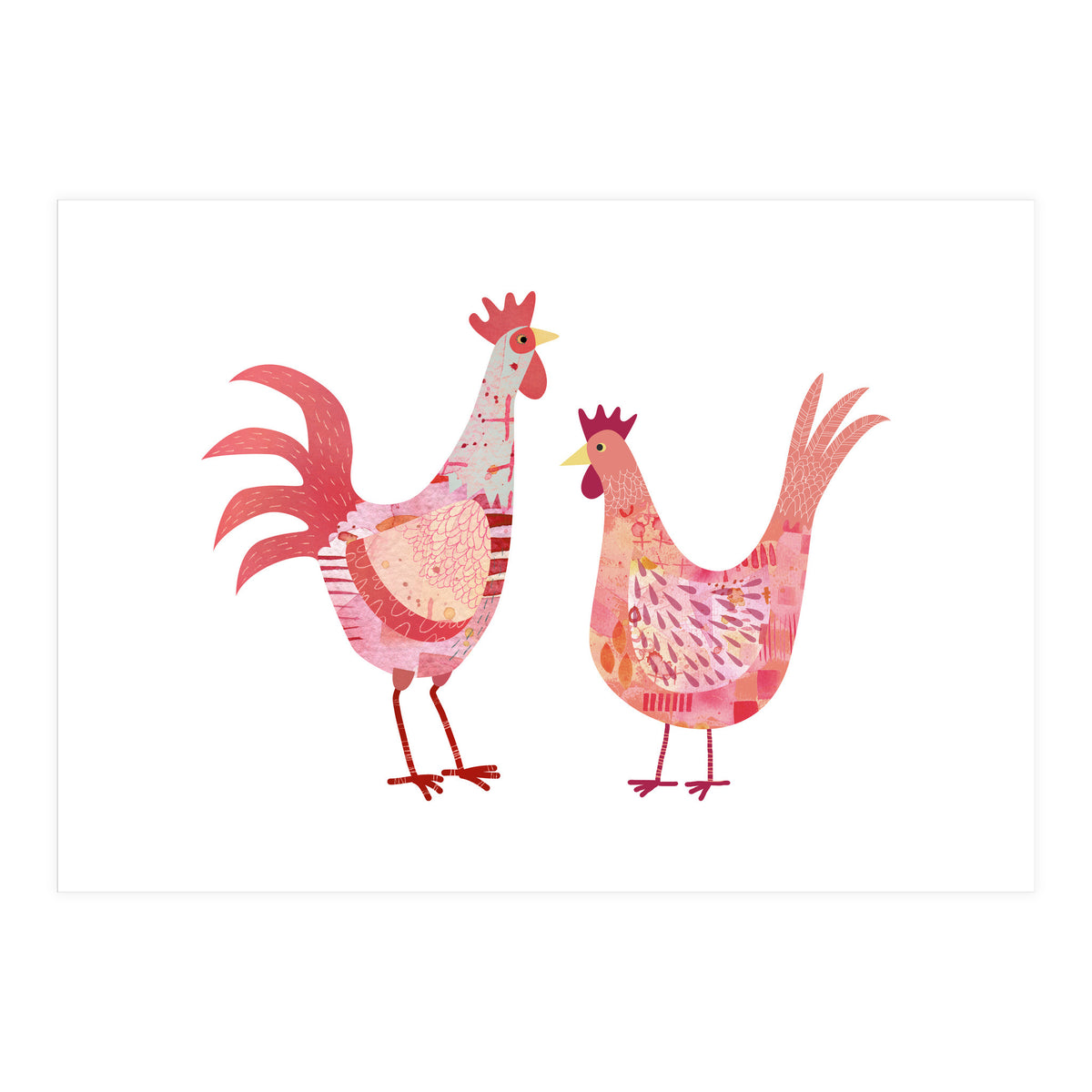 Hen And Cockerel (Print Only)