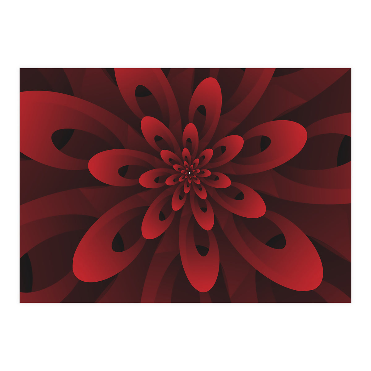 Abstract Digital Modern Red Floral 3D ART (Print Only)