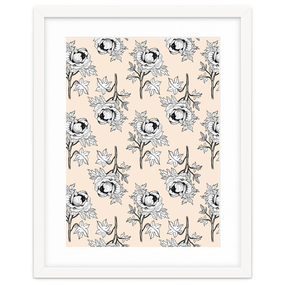 Drawing pattern of roses to pencil on beige