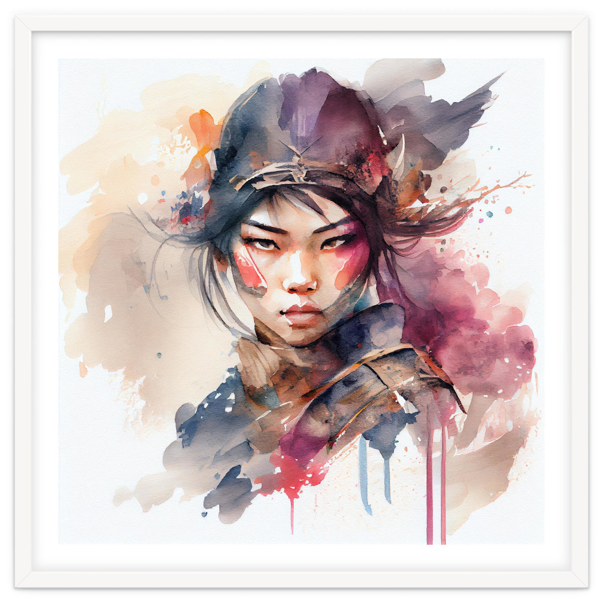 Watercolor Asian Warrior Woman #3