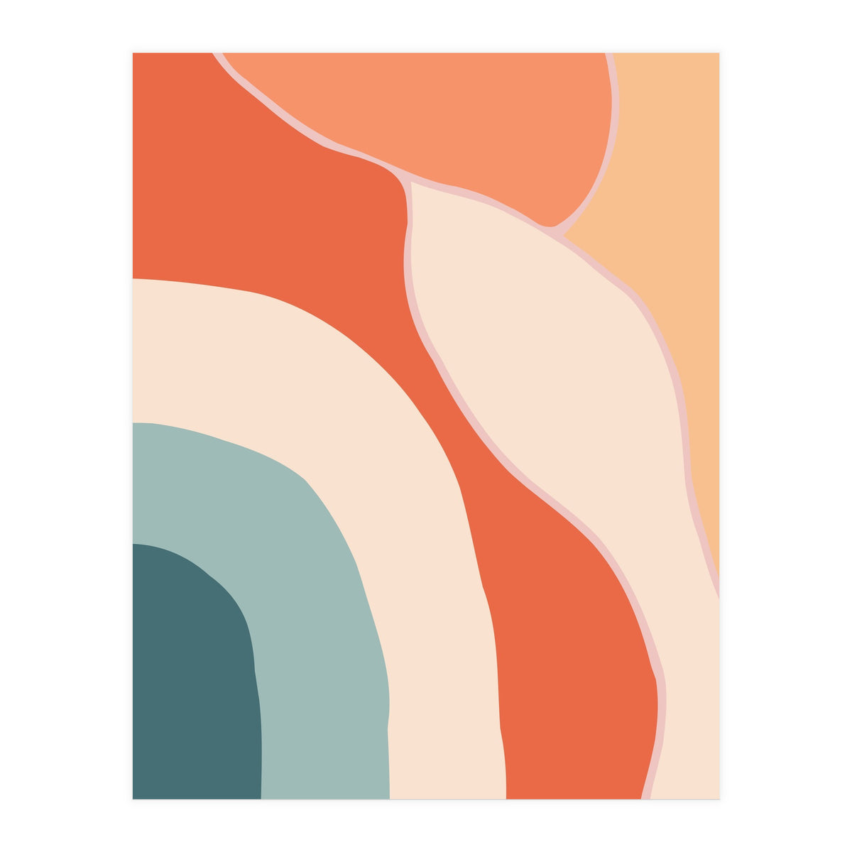 Rainbow Retro Wavy Lines (Print Only)