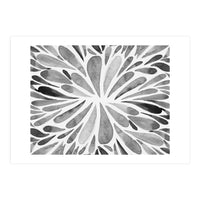 Retro abstract floral - black and white (Print Only)