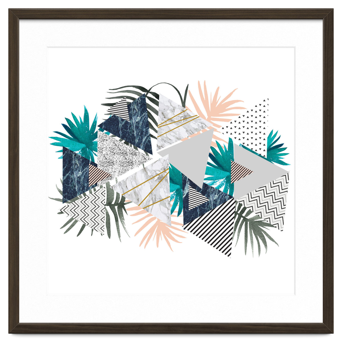 Abstract of geometric patterns with plants and marble I