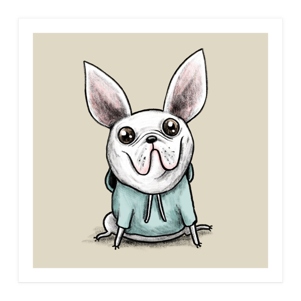 French Bulldog in a Hoodie (Print Only)