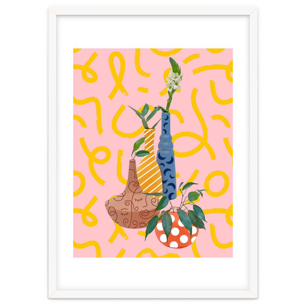 Modern Botanicals, Abstract Plant Pots, Quirky Nature Bohemian, Contemporary Decor