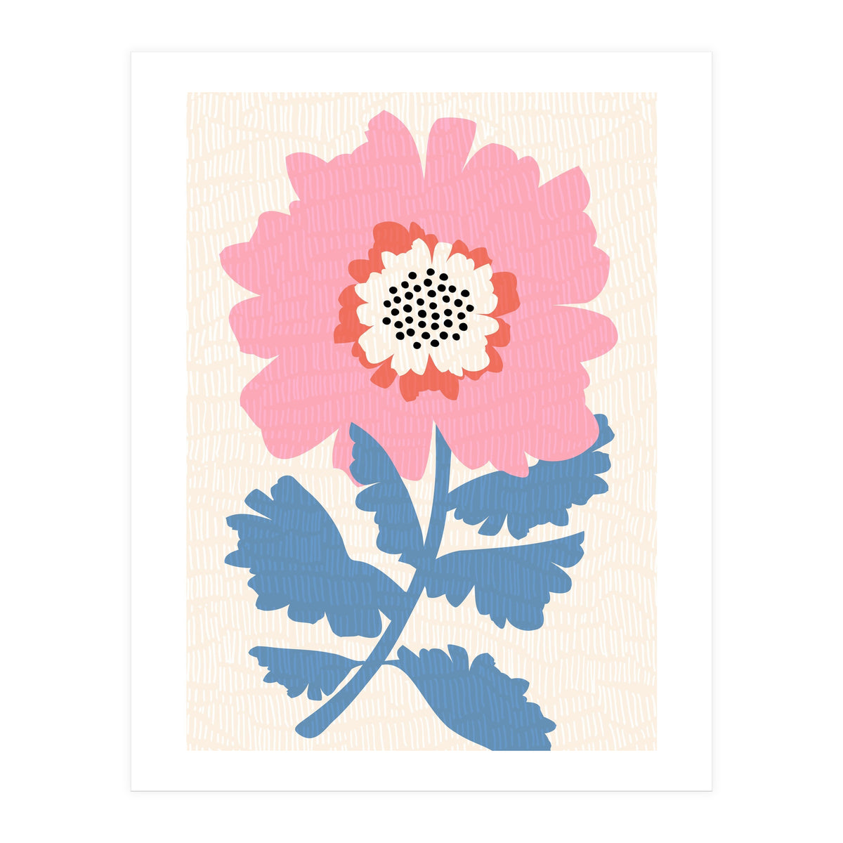 Pink Modern Folk Art Flower (Print Only)
