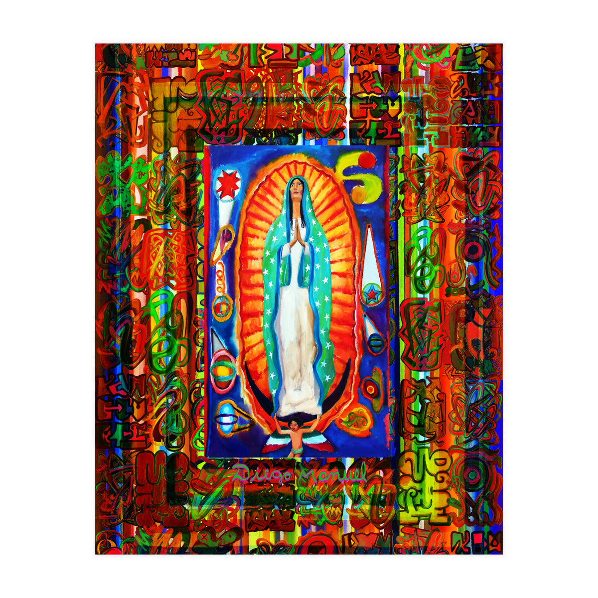 Graffiti Digital 2022 343 and Virgin of Guadalupe (Print Only)