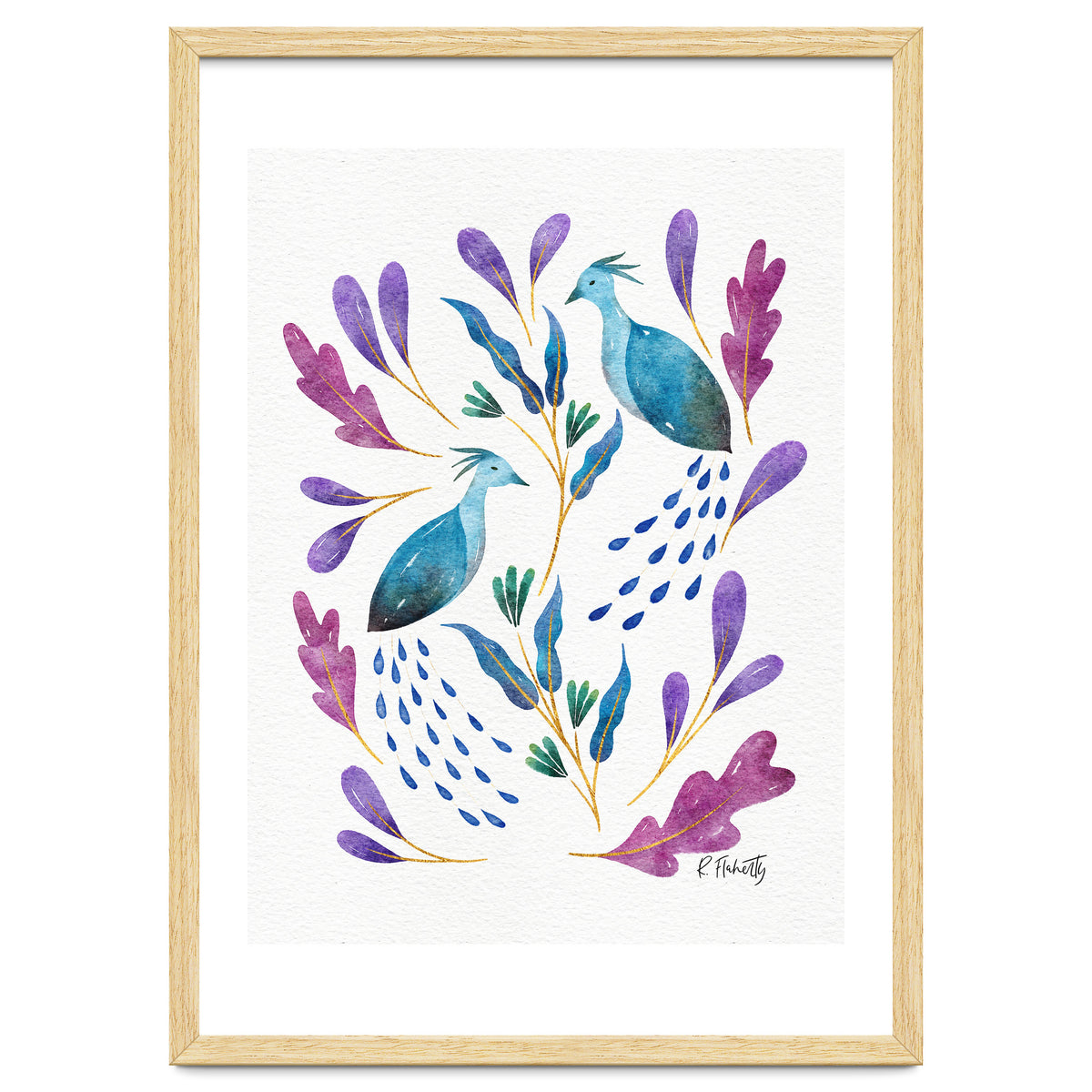 Folk Art Peacocks | Blue