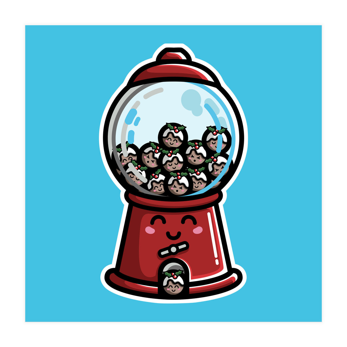 Kawaii Cute Christmas Pudding Gumball Machine (Print Only)