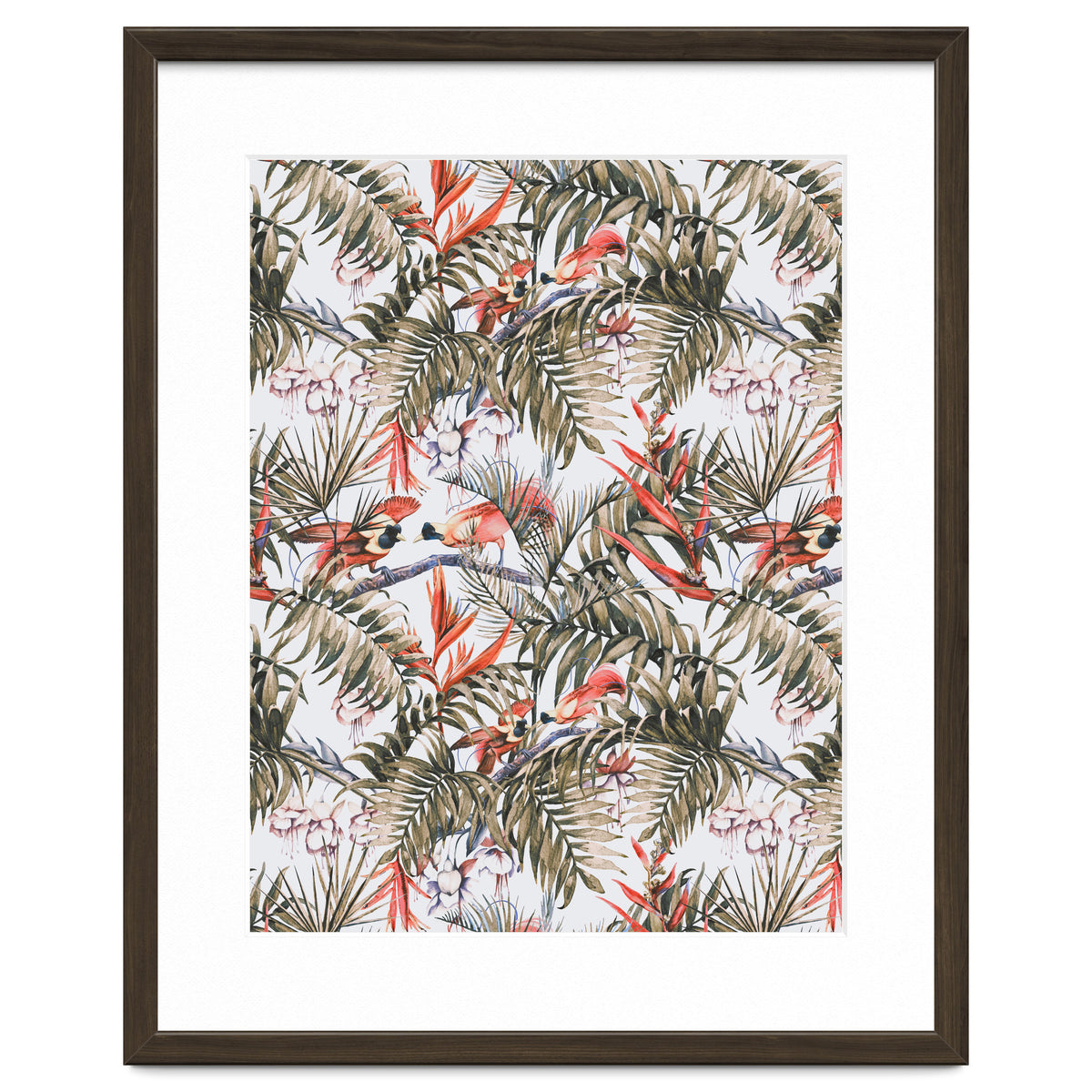 Exotic birds in the jungle paradise