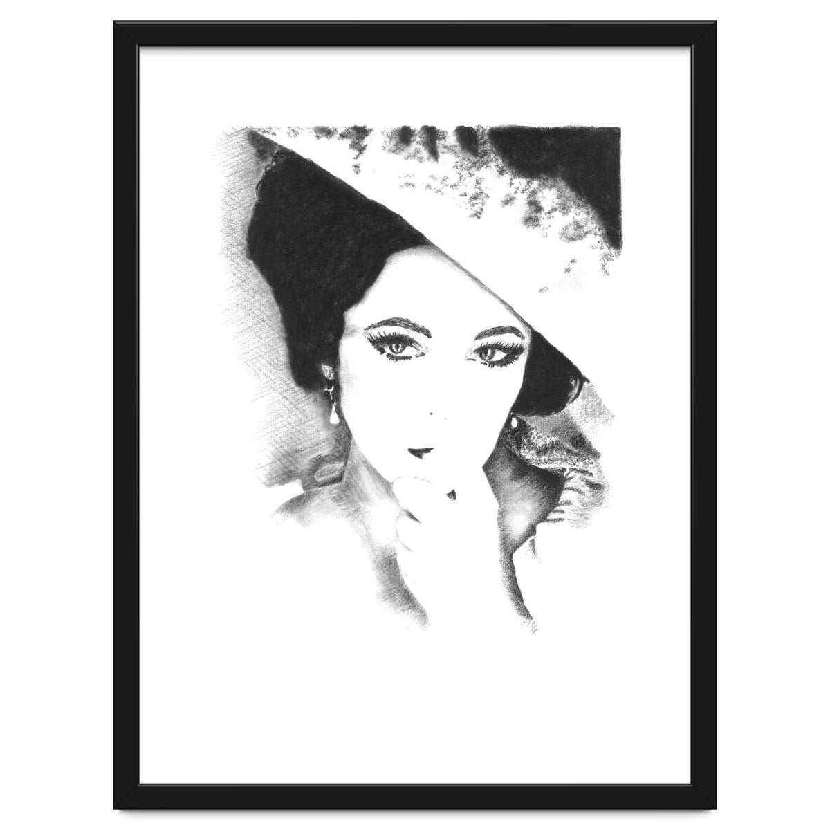 'Liz' - Elizabeth Taylor Charcoal Portrait