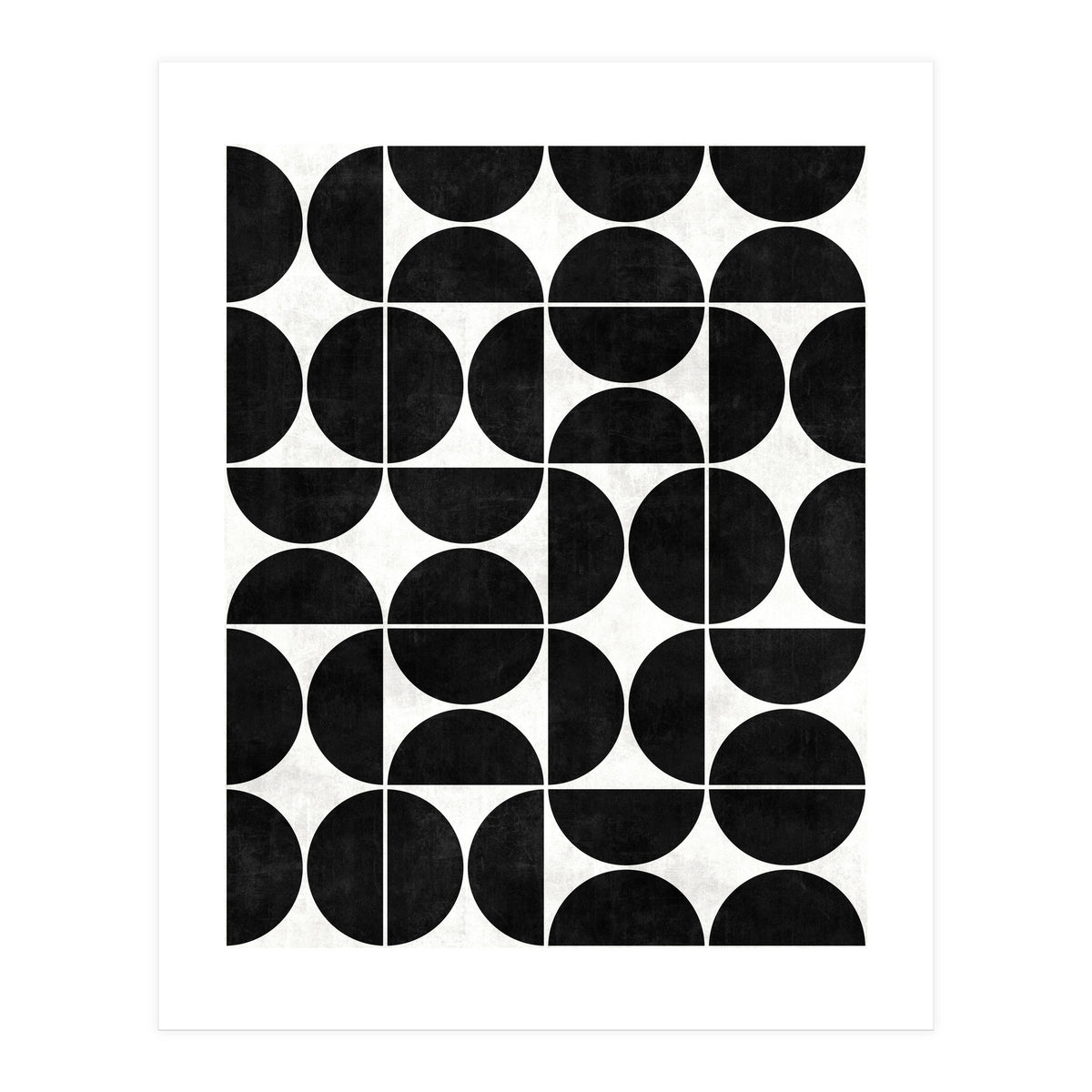 Mid-Century Modern Pattern No.3 - Black and White Concrete (Print Only)