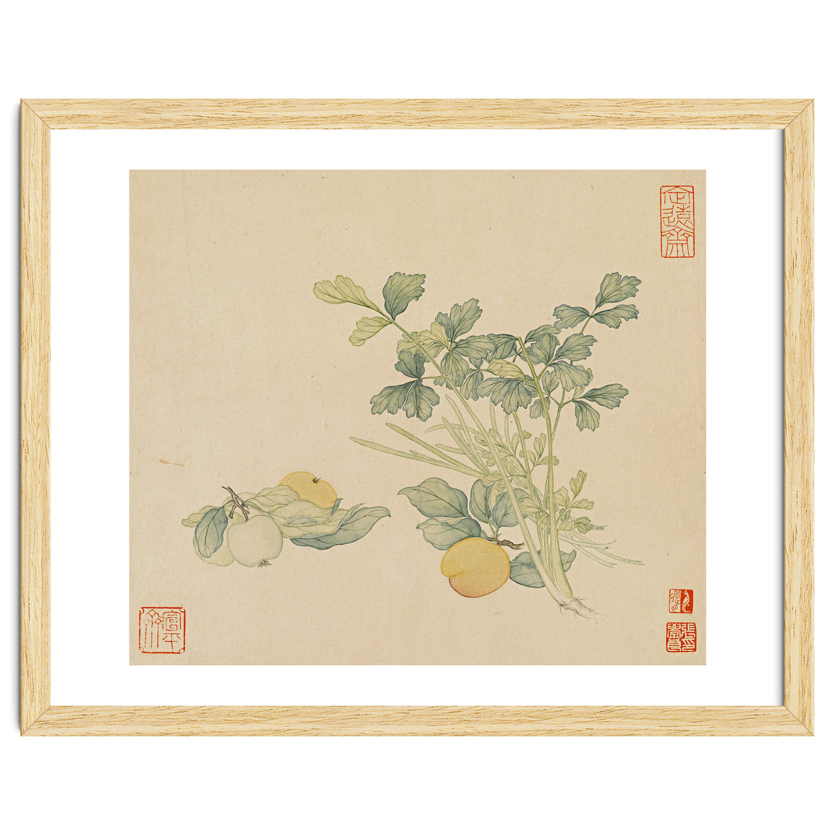 Wang Chengyu~flowers And Vegetables, Vegetables, Fruits, Plums, Apricots, Celery