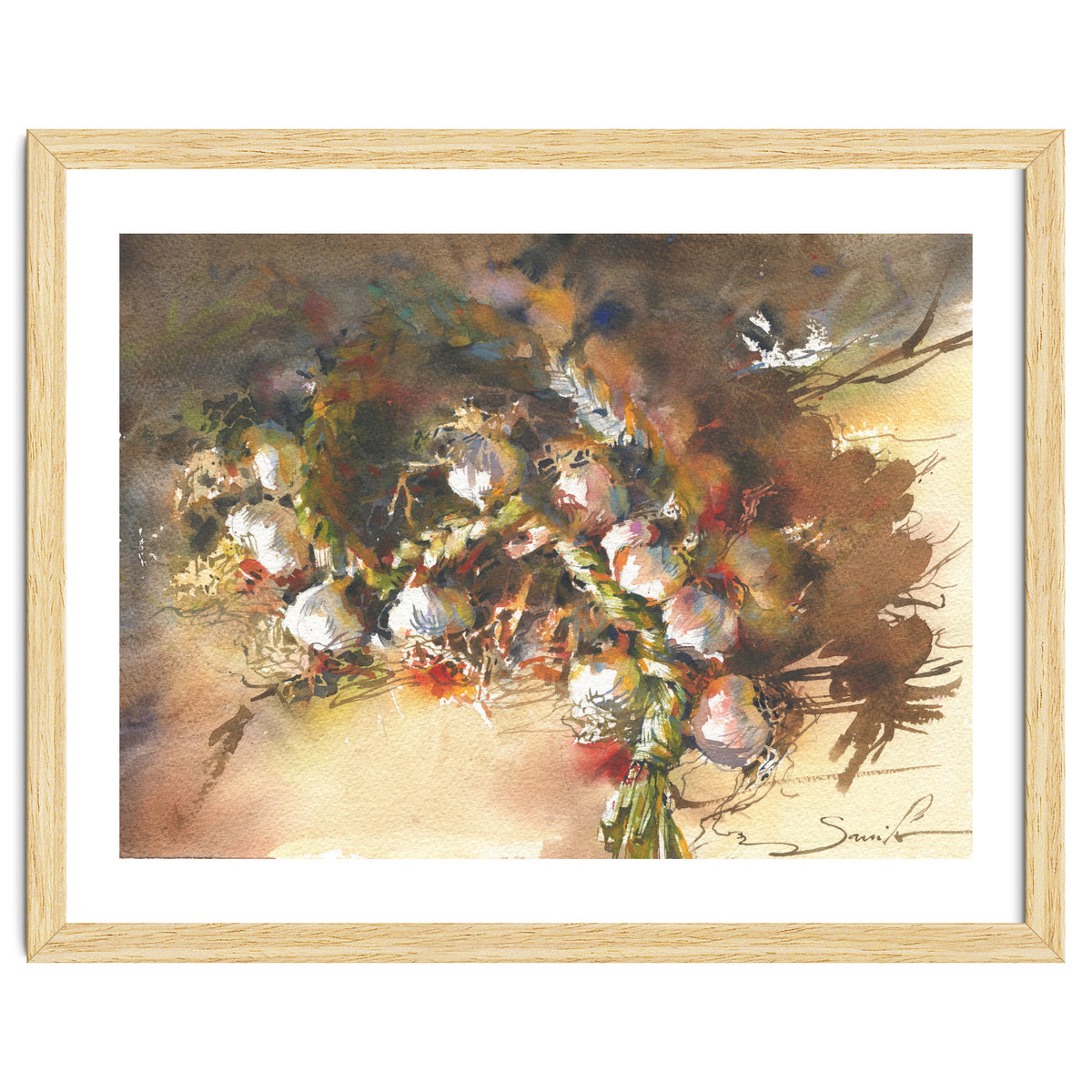 Still life garlic Watercolor