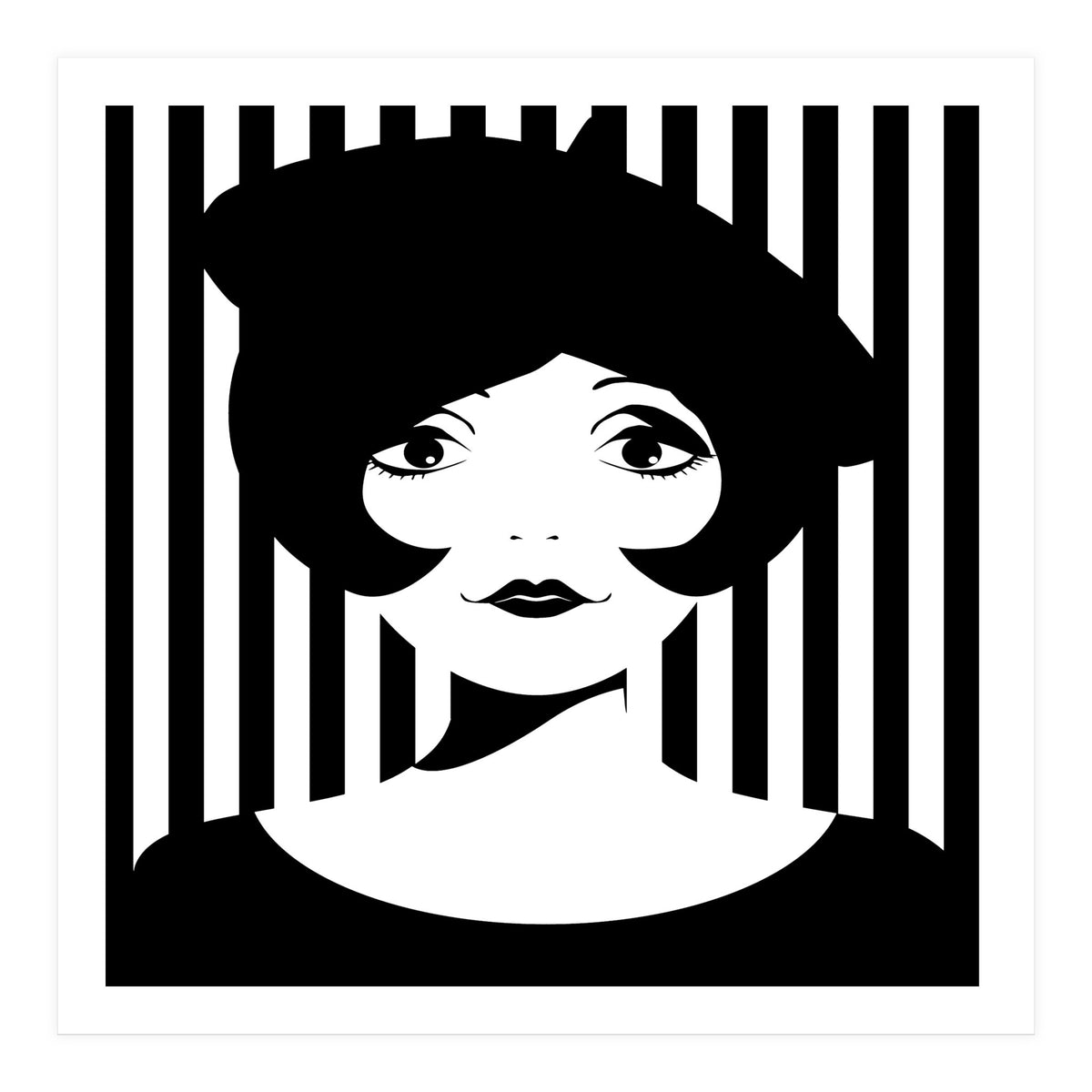 Retro 1960s Young Woman black and white (Print Only)