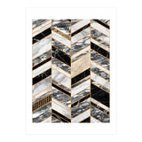 Abstract Chevron Pattern - Black and White Marble (Print Only) thumbnail