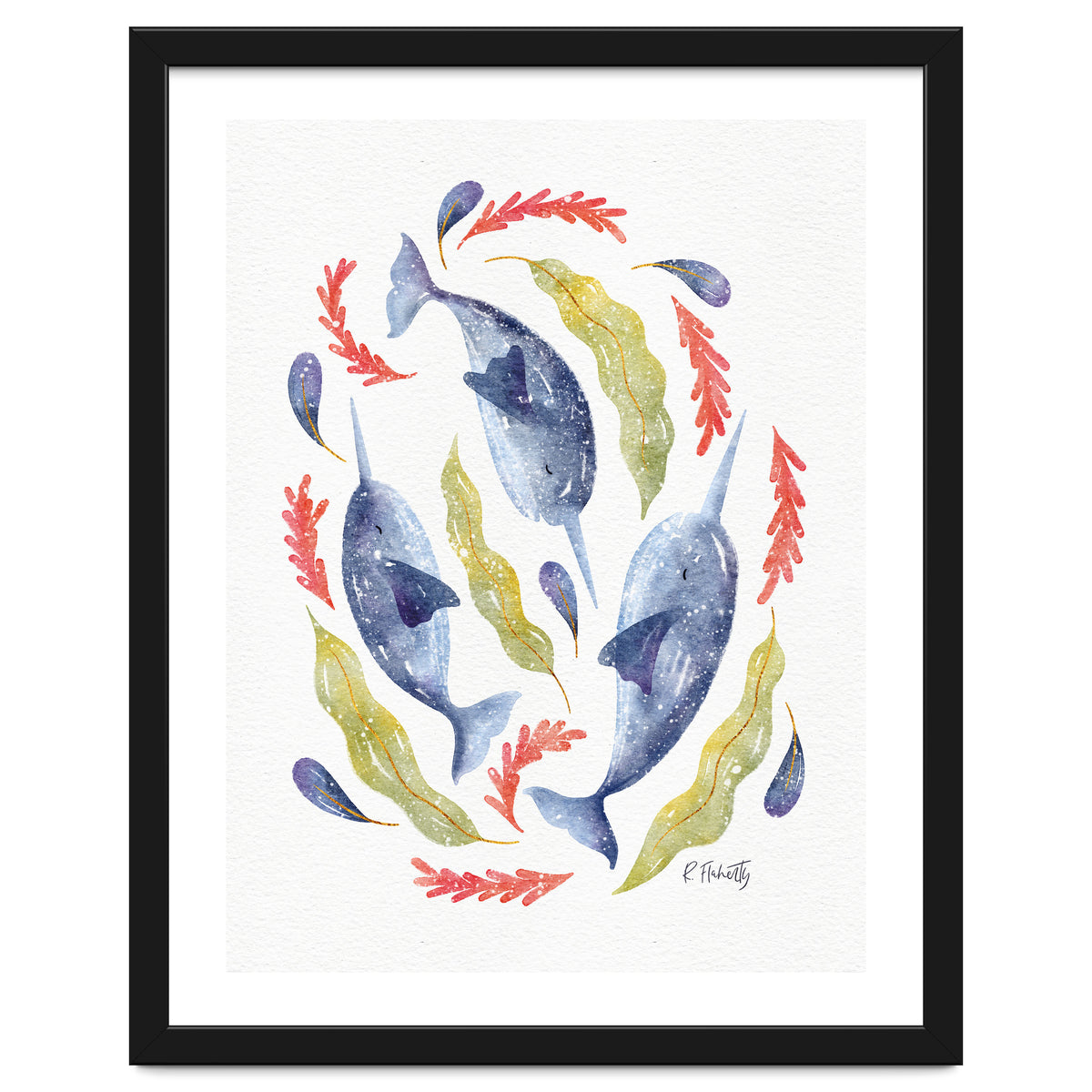 Swirling Narwhals | Blue