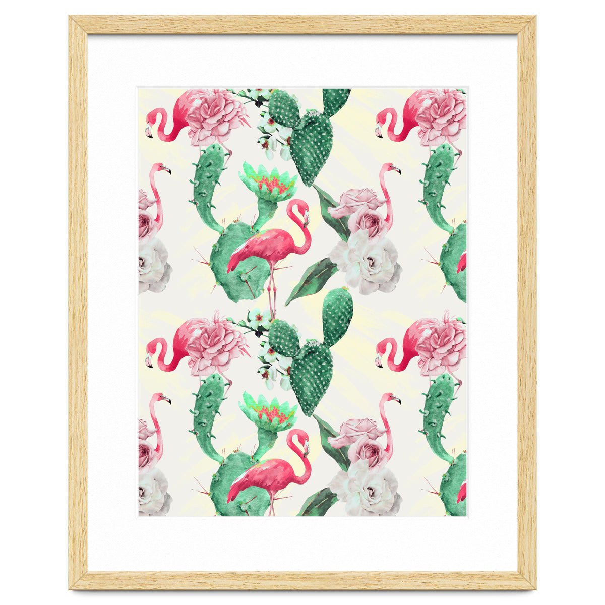 Flamingos, geometric and flowers