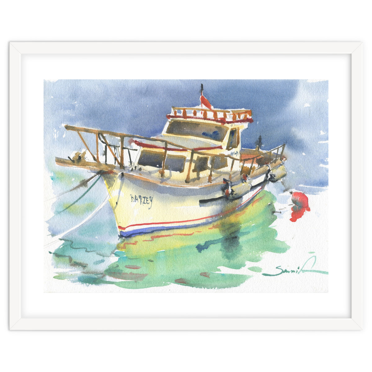 Yacht painting watercolor
